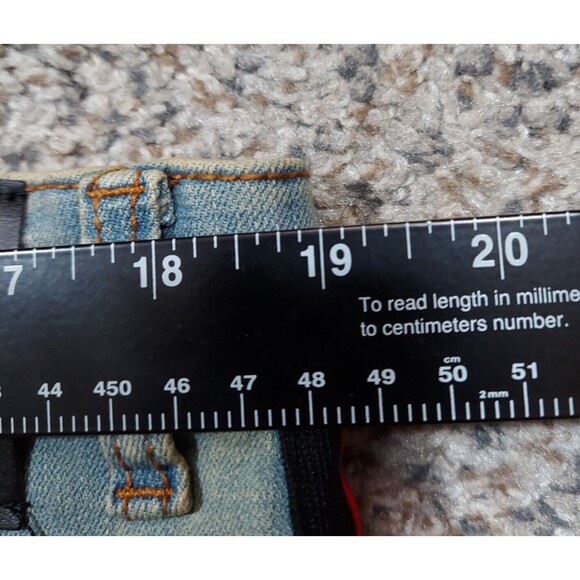 Serenede Men’s 40x32 Light Wash Distressed Slim Straight Leg Jeans Red Stripe - Picture 8 of 10